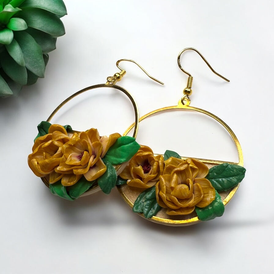 Sculpted Floral Hoop Earring