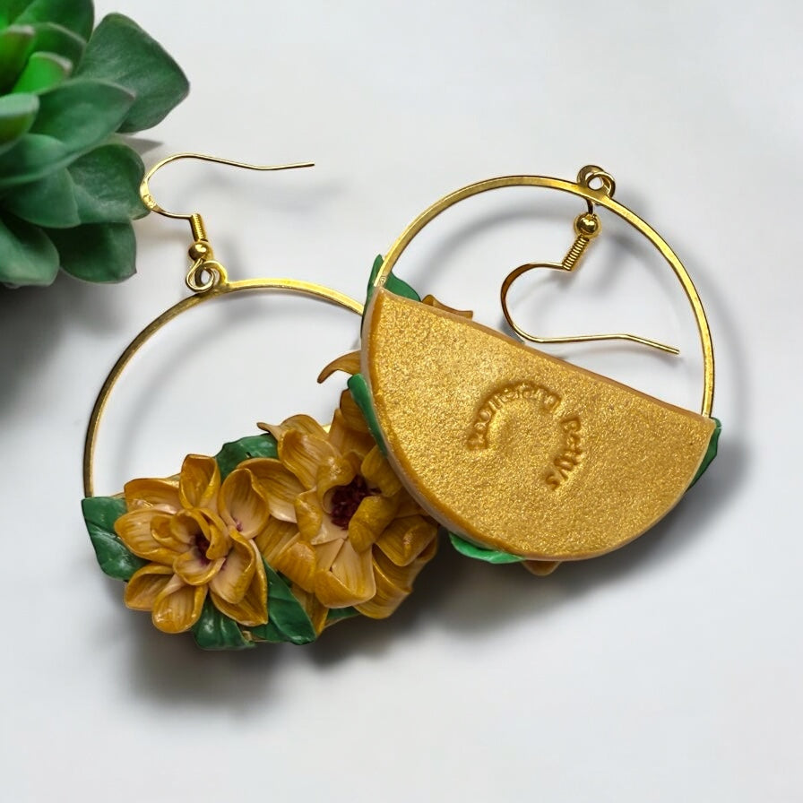 Sculpted Floral Hoop Earring