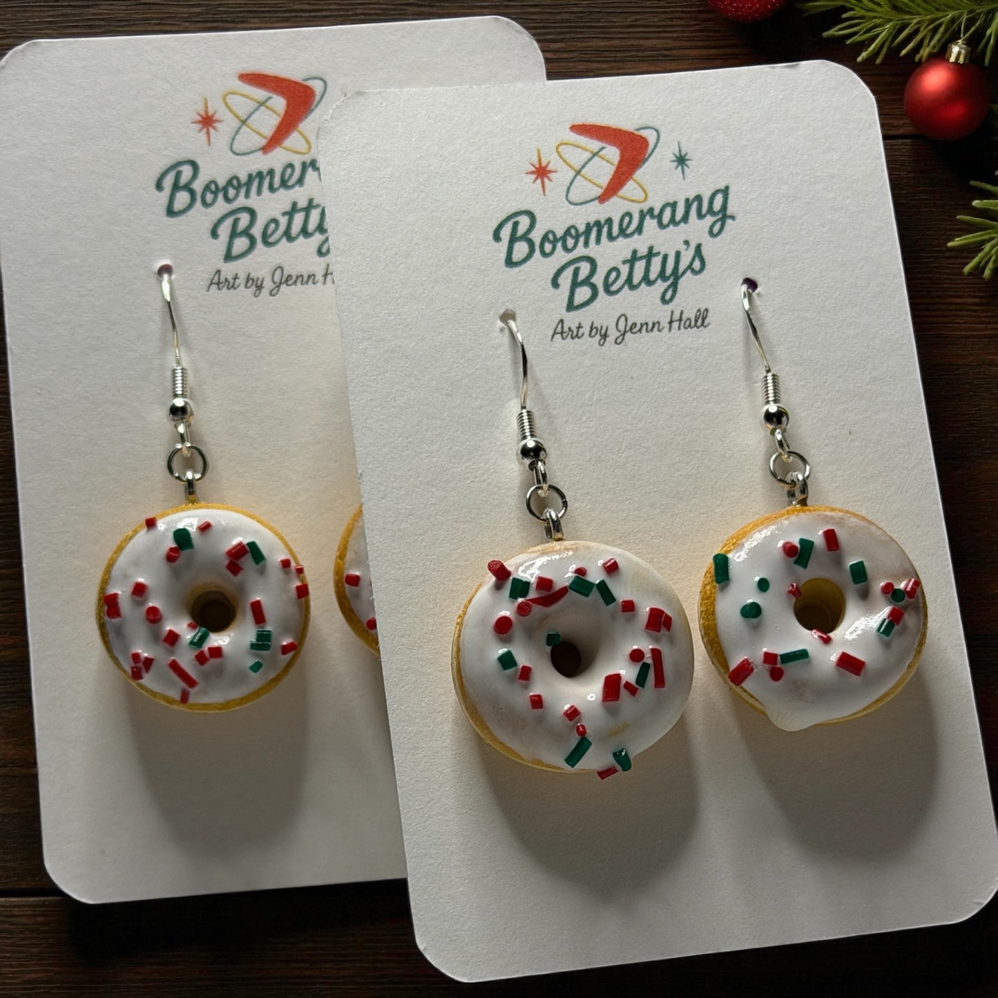 Holiday Sprinkle Donut Earrings