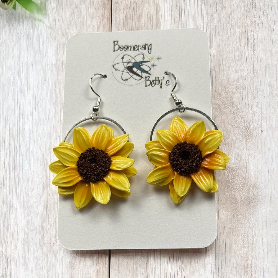 Handsculpted Sunflower Earrings