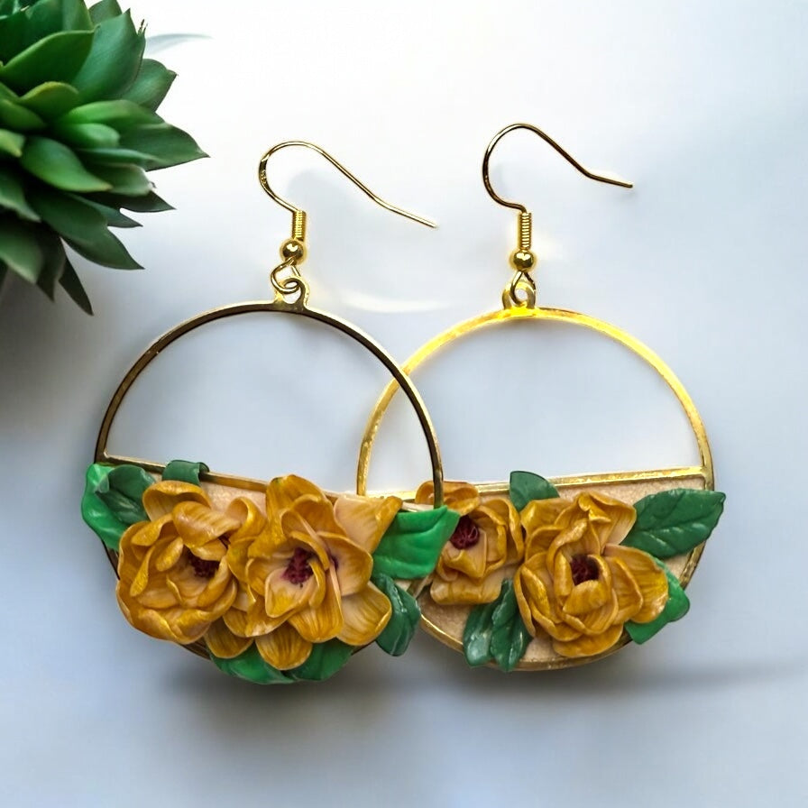 Sculpted Floral Hoop Earring