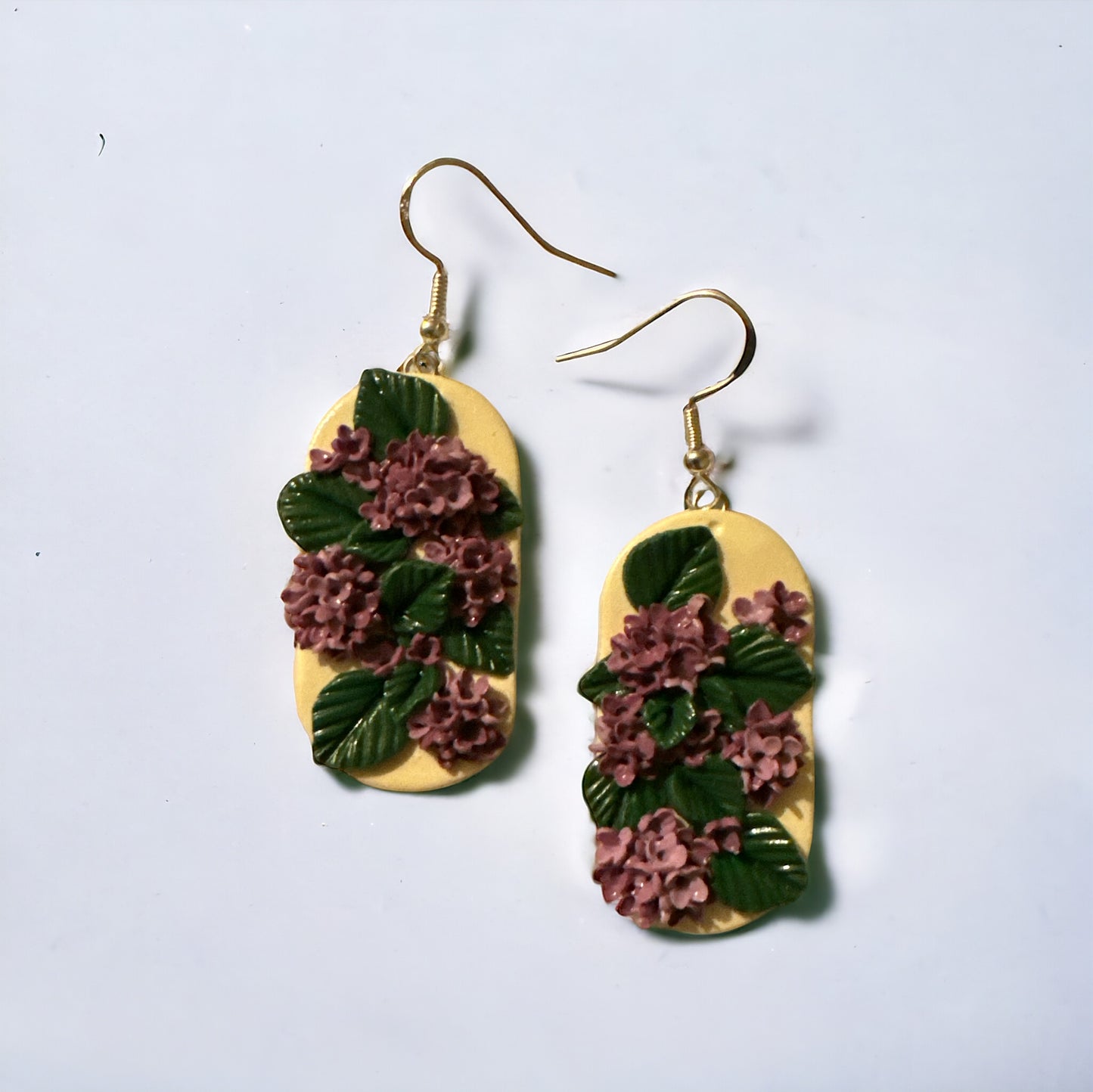 Purple Hydrangea Cluster Statement Floral Earrings