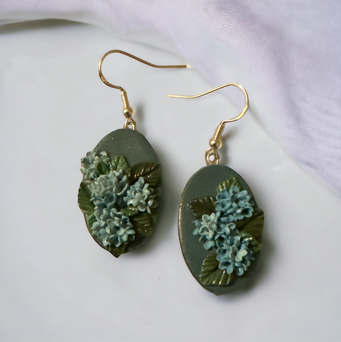 Blue Hydrangea Cluster Statement Earrings