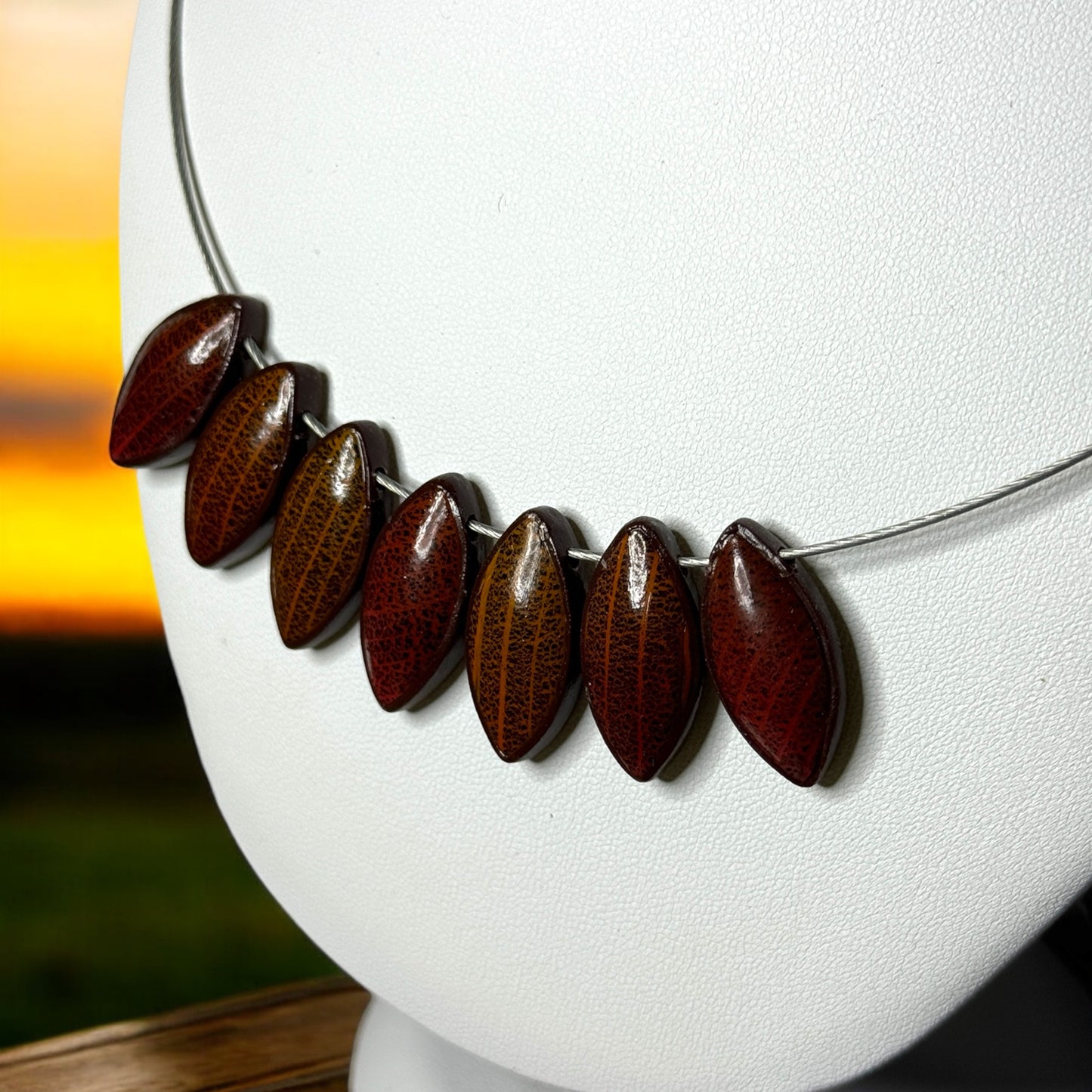 Sculpted seed pod beaded necklace