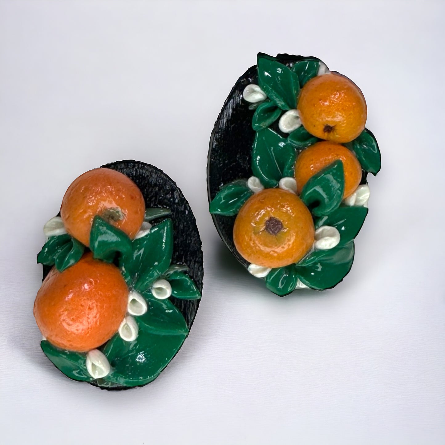 Sculpted Orange Fruit Stud Earrings