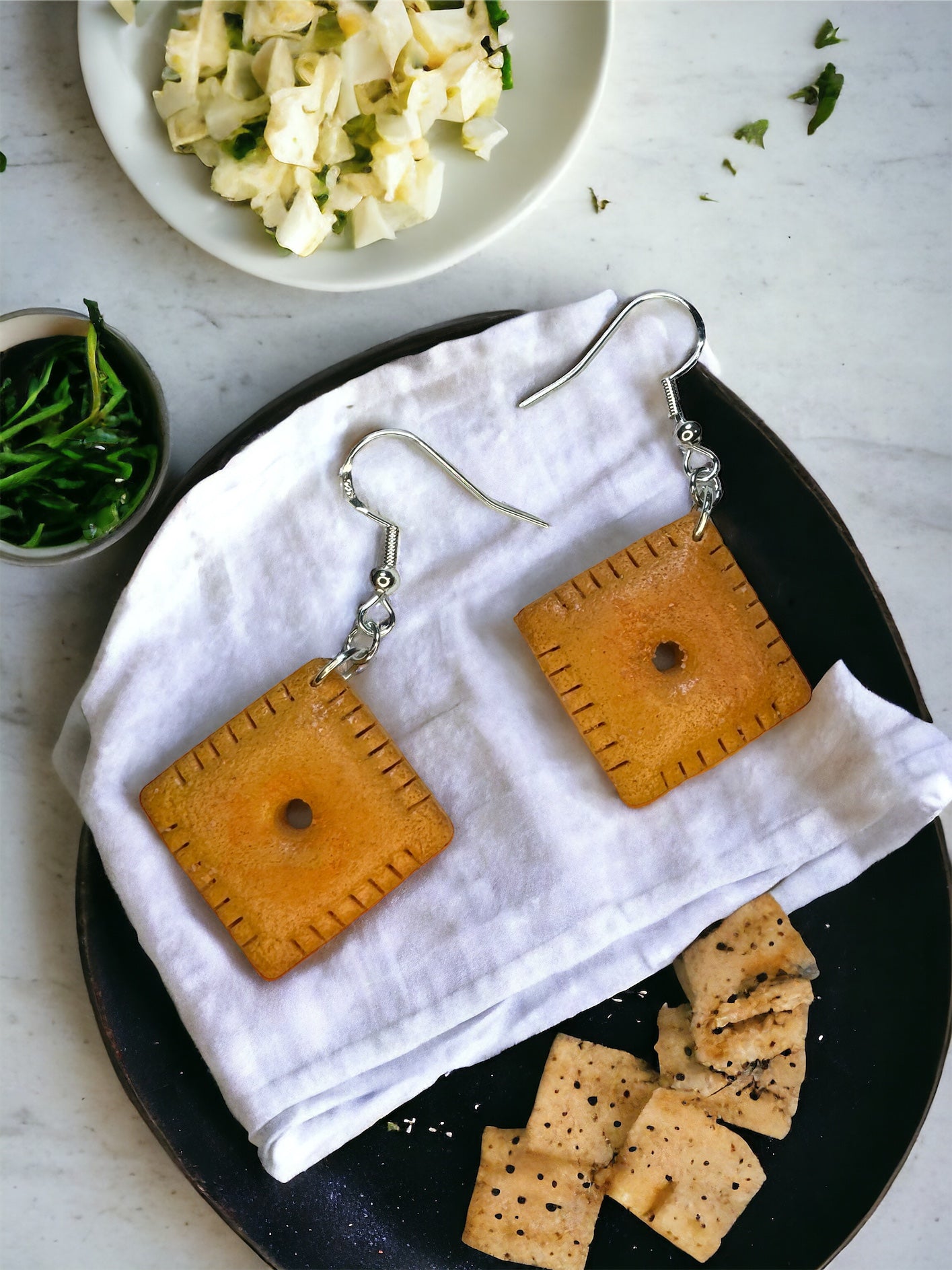 Cheese cracker earrings