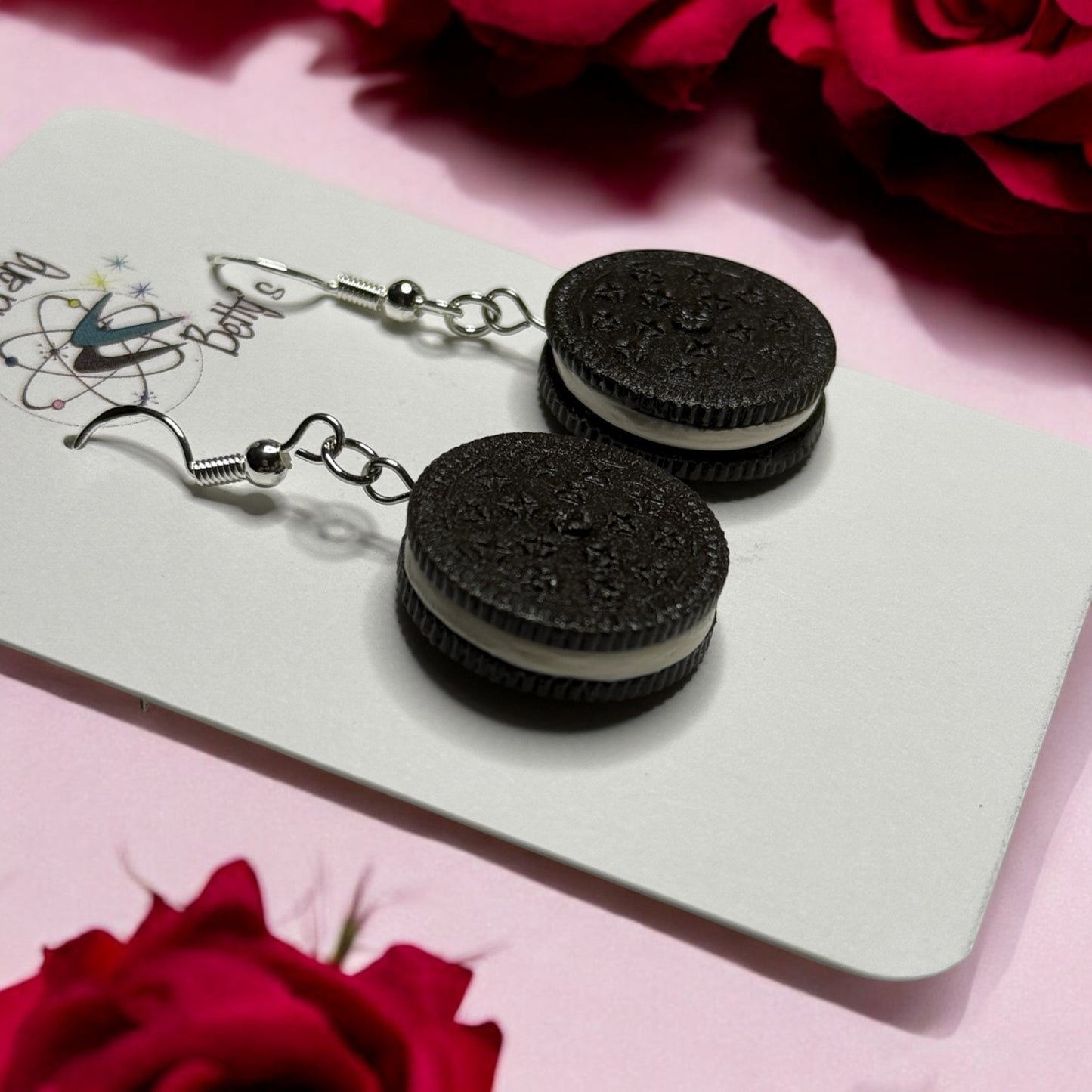 Chocolate sandwich cookie earrings