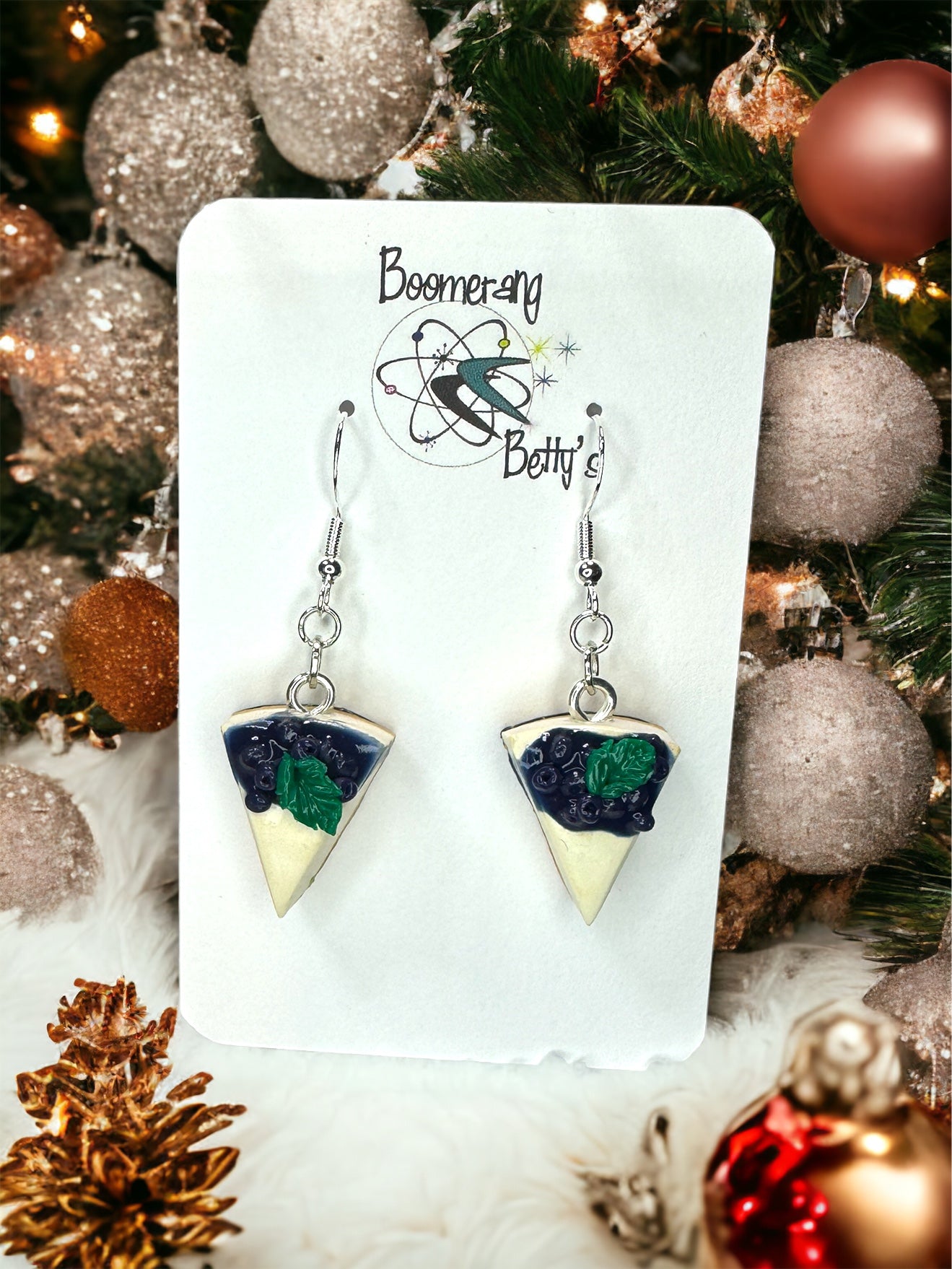 Blueberry Cheesecake slice earrings