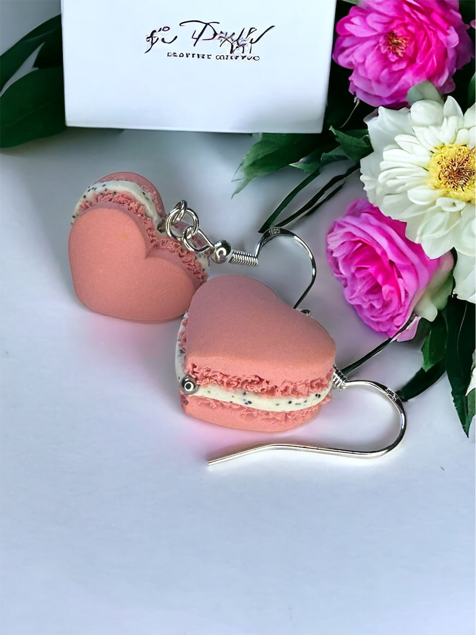 Macaron Cookie Heart Earrings