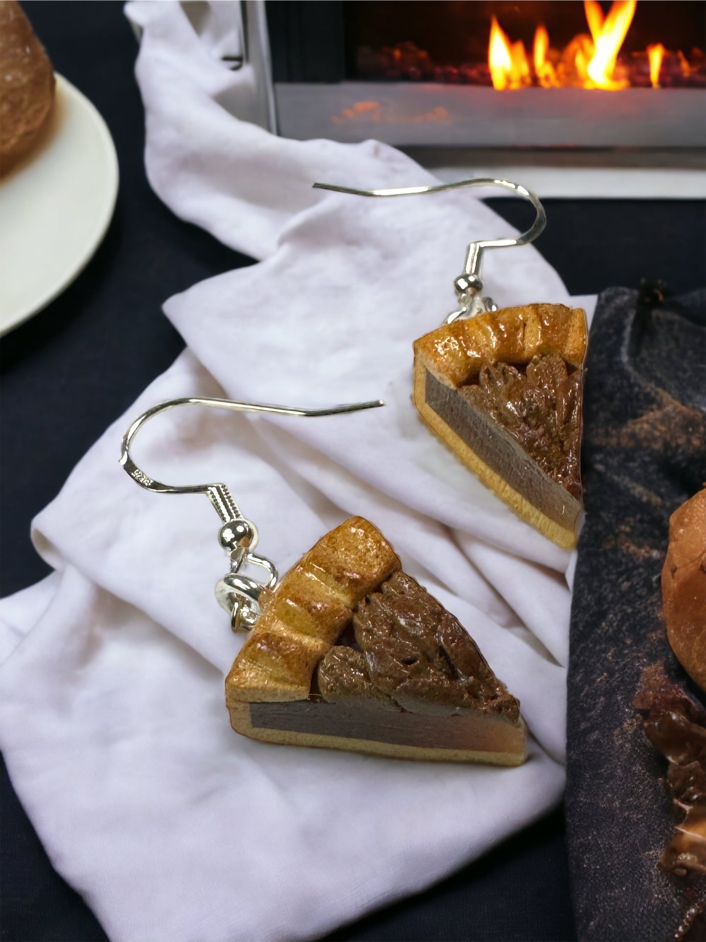 Pecan pie slice earrings