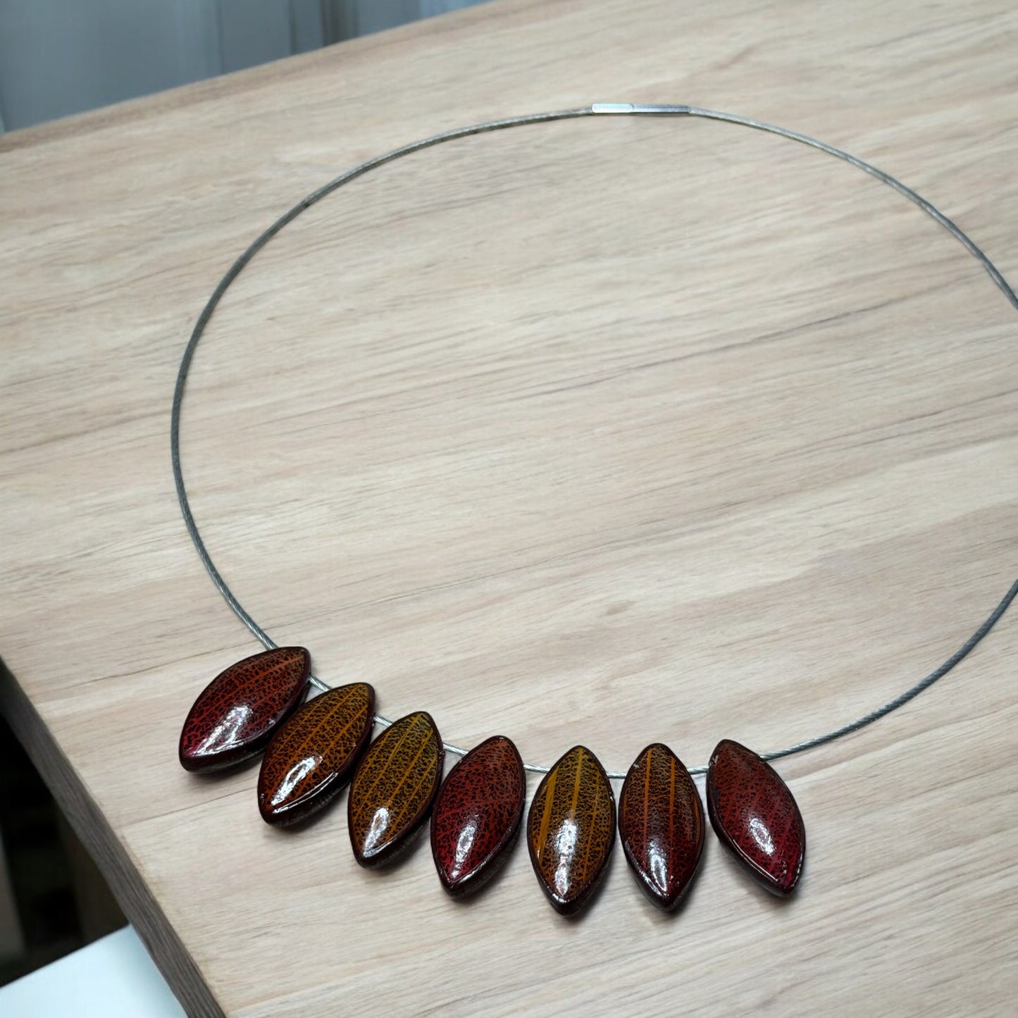 Sculpted seed pod beaded necklace