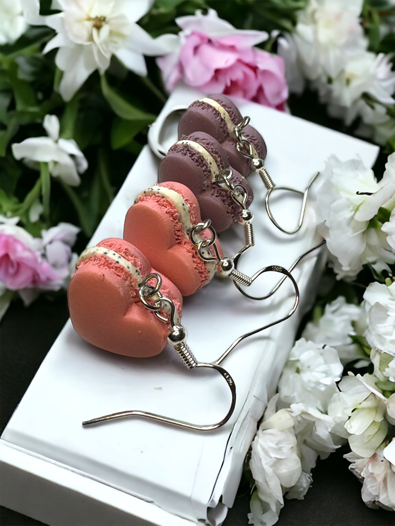 Macaron Cookie Heart Earrings