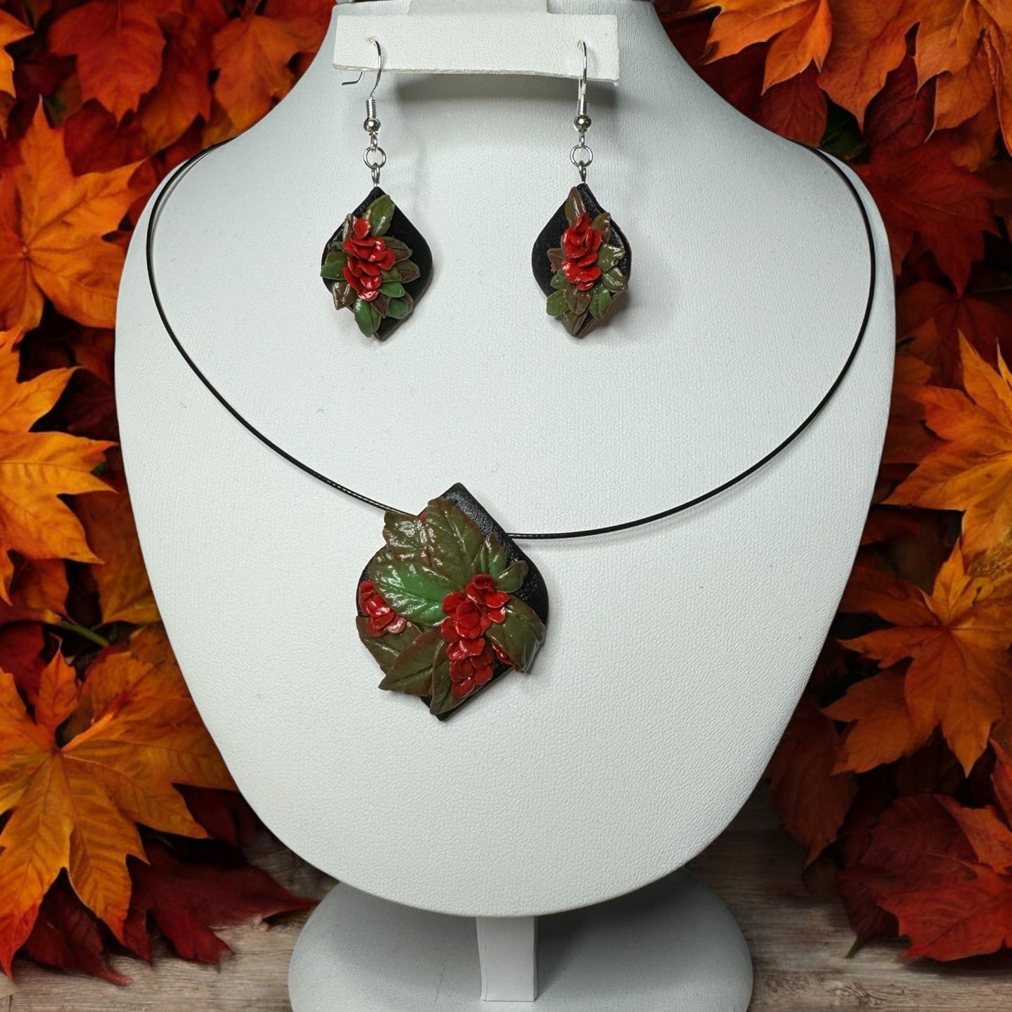 Tropical Floral Necklace and Earring Set