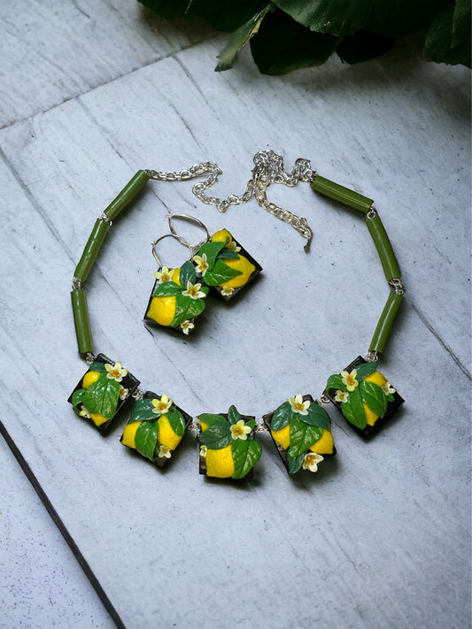 Make Lemonade Vintage Inspired Necklace and Earrings