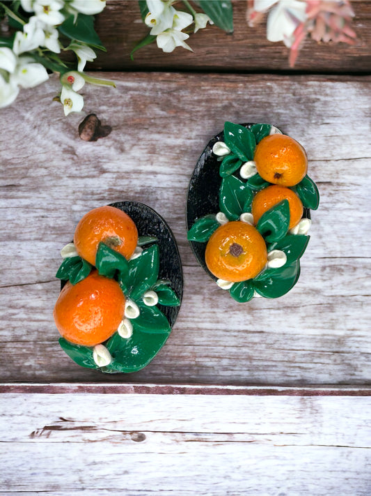 Sculpted Orange Fruit Stud Earrings