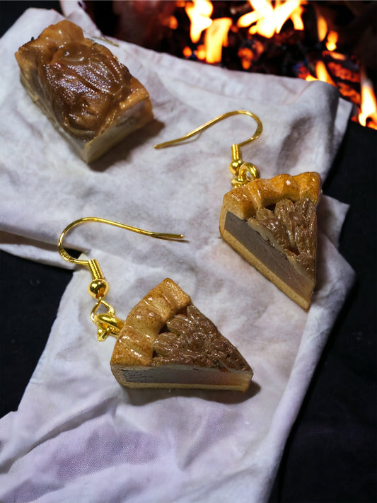 Pecan pie slice earrings