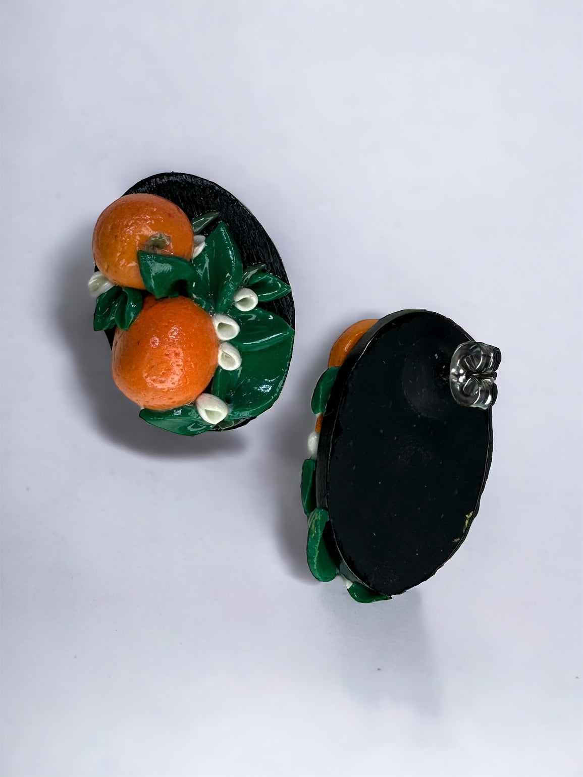 Sculpted Orange Fruit Stud Earrings