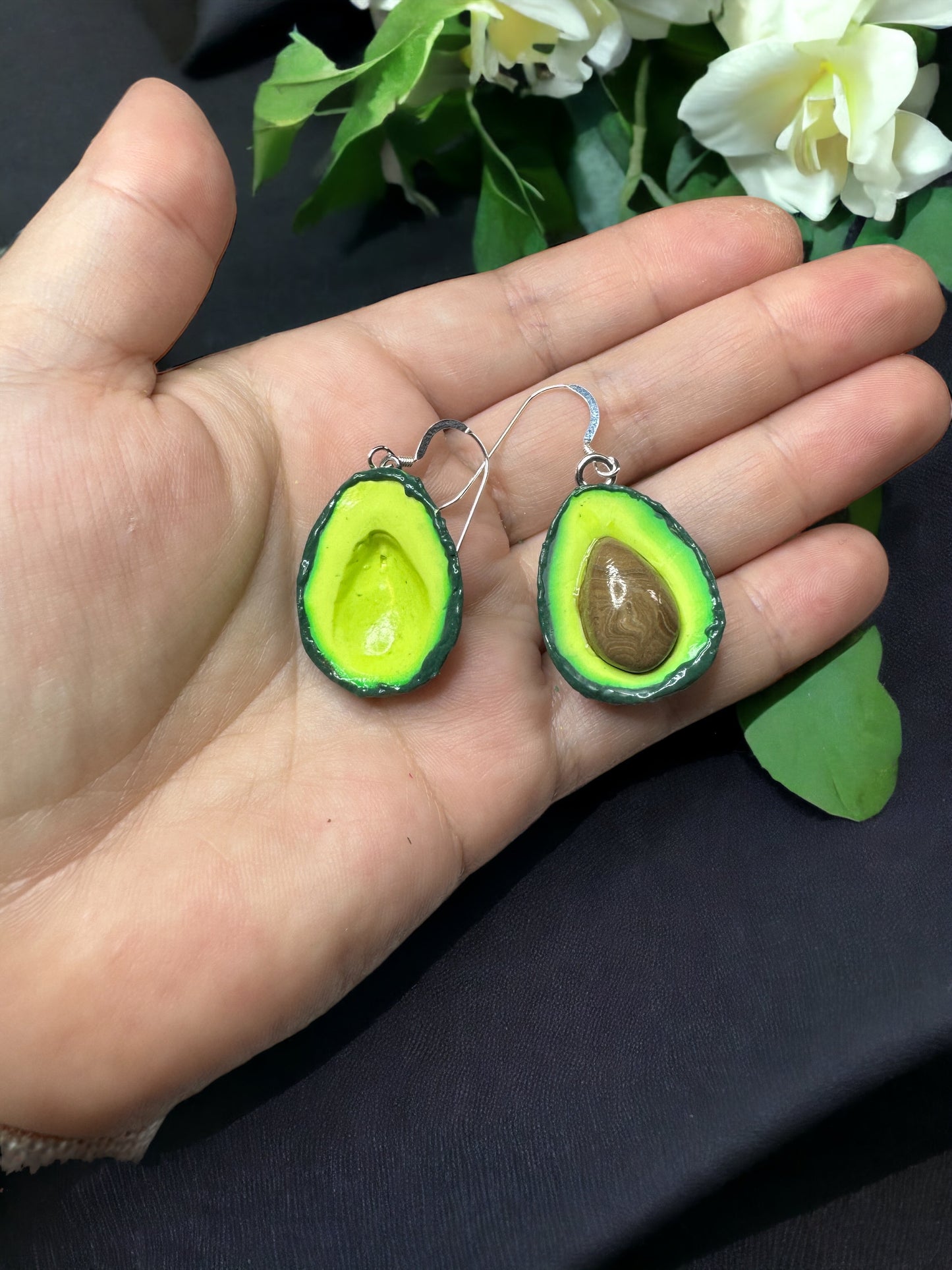 Large size hand sculpted Avocado Earrings