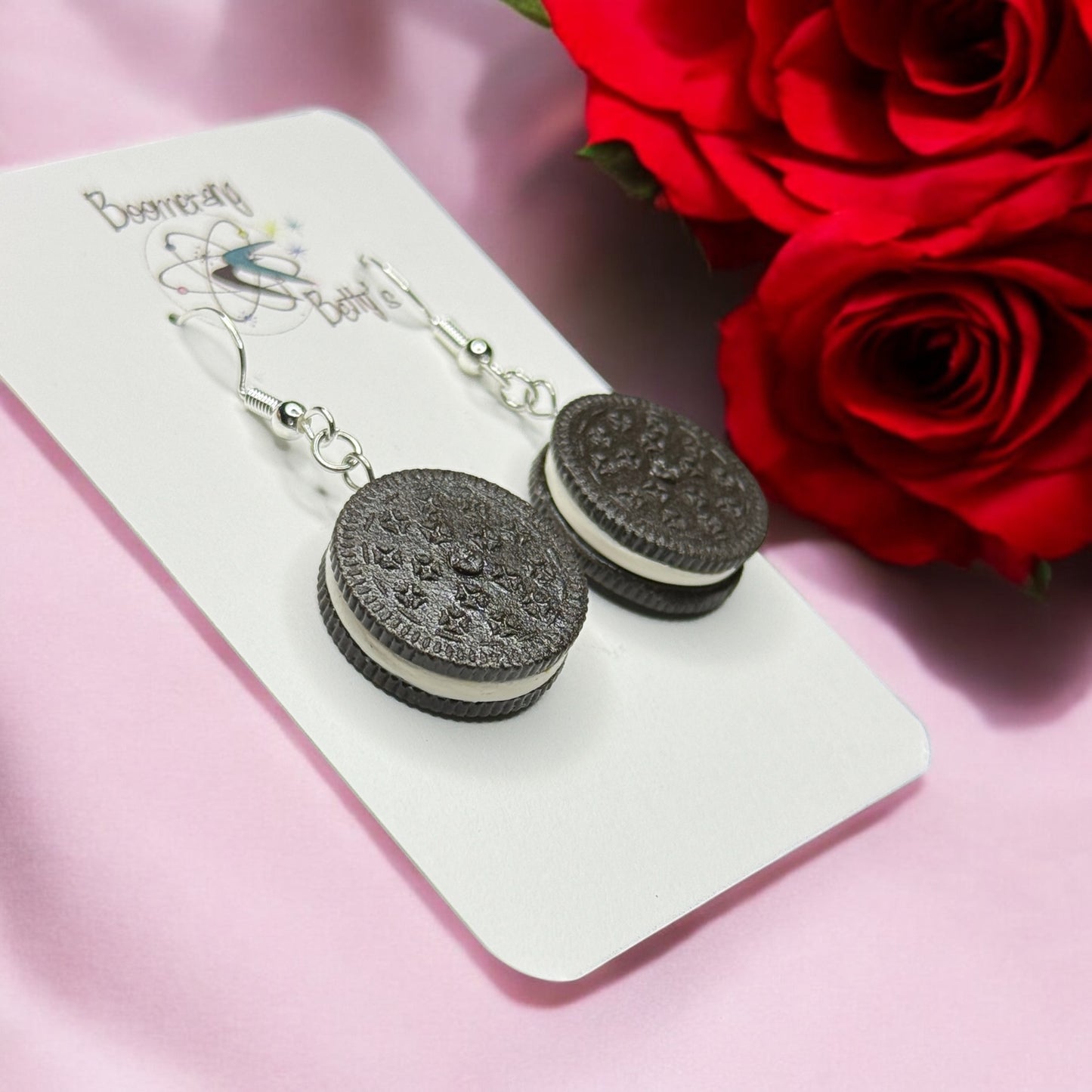 Chocolate sandwich cookie earrings