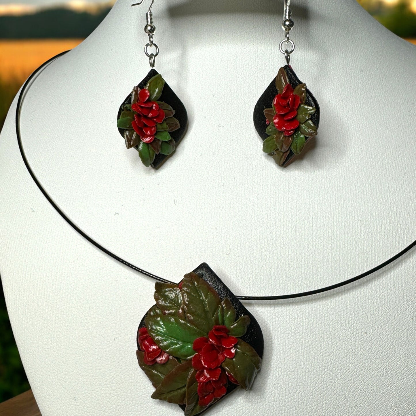 Tropical Floral Necklace and Earring Set