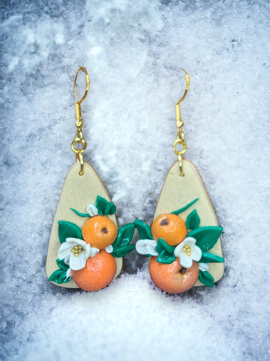 Sculpted Oranges Fruit Earrings