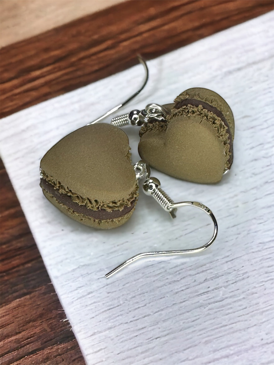 Macaron Cookie Heart Earrings